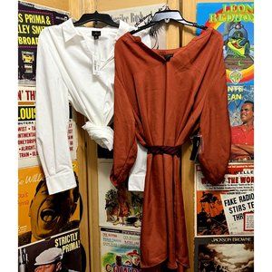 NWT 2 Worthington Solid Tunic Shirts Womans Size XXL Casual White And Rust